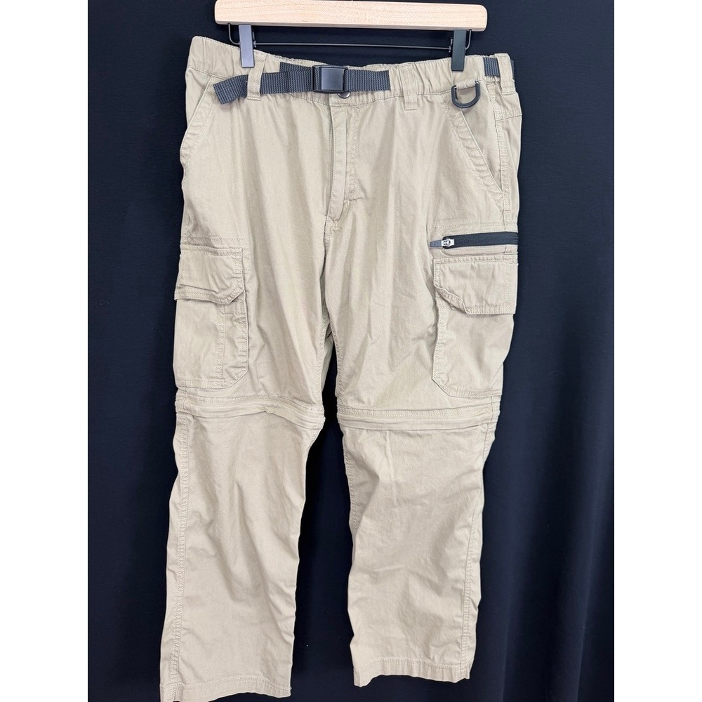 BC Clothing Men's Convertible Cargo Pants Tan Khaki Hiking Utility Shorts L x 30
